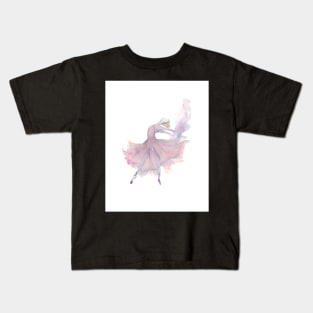 Pink And Purple Ballerina Kids T-Shirt